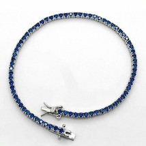 5Ct Simulated Sapphire Tennis Wedding Bracelet 14K White Gold Plated Silver - £159.23 GBP
