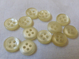 Antique vintage White Pearl round 4 hole buttons lot of 12 - £23.35 GBP