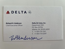 Delta Former CEO Richard H. Anderson signed business card - £78.69 GBP