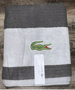 Lacoste ~ Bath Towel 100% Cotton 30&quot; x 52&quot; Charcoal Gray Big Crocodile Logo - $32.66