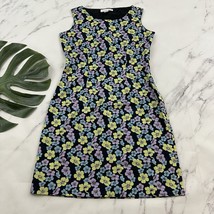 Casual Corner Womens Vintage y2k Sheath Dress Size 4 Blue Green Floral Mini - $29.69