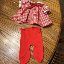 Vintage Coleco Cabbage Patch Kid Doll Red White Gingham Plaid Dress tights CPK - £19.80 GBP