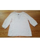 J JILL Women Peach Lt Orange Cotton Crepe Notch Neck 3/4 Sleeve Tunic To... - $12.86