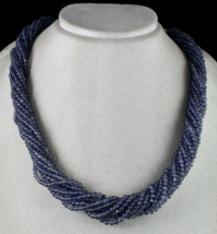 Natural Blue Iolite Beads Round 12 L 621 Ct Gemstone Sterling Silver Nec... - $261.73
