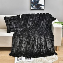 The Yusoki Luxury Double Sided Faux Fur Throw Blanket (Black, 50&quot; X 63&quot;) Is A - £42.62 GBP