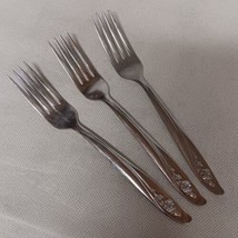 Oneida Roseanne Dinner Forks 3 Stainless Steel 7.25" - £15.12 GBP