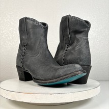 Lane PLAIN JANE Black Ankle Cowboy Boots Size 7.5 Leather Short Western Cowgirl - £111.05 GBP