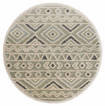 4&#39; Round Cream Modern Geometric Area Rug - £83.44 GBP+