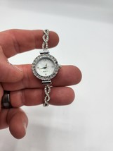 Bracelet Watch Women&#39;s Silver Rhinestone Quartz Analog Dial Adjustable Wrist - £20.89 GBP