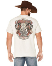 Cowboy Up Men&#39;s Medium T-Shirt Longhorn Skull Barb Wire Graphic Short Sl... - £14.05 GBP