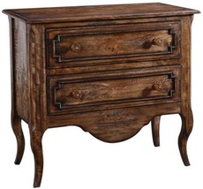 Chest of Drawers Vienna Rustic Pecan Wood French Legs, 2-Drawer Brass Detail - £1,213.99 GBP