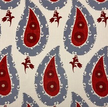 Covington Calypso Rubiyat Red Large Paisley Linen Multiuse Fabric By Yard 54&quot;W - £7.83 GBP