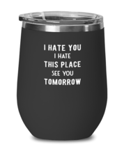 Wine Glass  Tumbler Stainless Steel Funny I Hate You I Hate This Place See You  - £26.33 GBP
