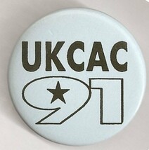 Vintage UK Comic Book Convention UKCAC 1991 1.5&quot; Promo Pin Button - $3.50