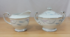 Royal Wheat Creamer and Sugar Dish with Lid by Valmont China made in Japan blue - £16.02 GBP