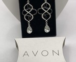 AVON Silvertone Open Loop Teardrop Dangle Earrings, NEW in Box 2011 - $14.20