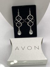 AVON Silvertone Open Loop Teardrop Dangle Earrings, NEW in Box 2011 - £11.18 GBP