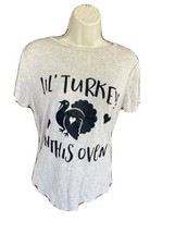 Lil Turkey in This Oven Shirt Medium Short Sleeve Tee Blouse Maternity Top Heart - £3.78 GBP
