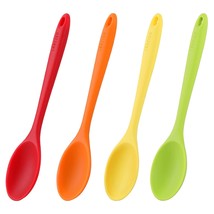 4 Pieces 10.6&quot; Silicone Spoon Heat-Resistant Non Stick Food Grade Cooking Spoon  - £22.36 GBP