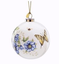 Lenox Butterfly Meadow Ball Ornament 2017 Flowers Porcelain Christmas RARE NEW - £57.15 GBP