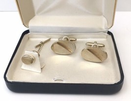 Vtg Signed ANSON Gold Tone Cufflinks and Tie Tack Mid Century Modern (Envoy Box) - £18.32 GBP