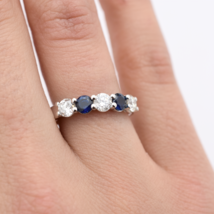 Sapphire and diamond ring 14k gold 0.84 ct genuine diamonds .056 ct sapphires - £1,305.32 GBP+