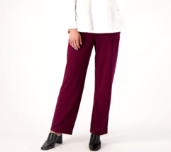 Susan Graver Heather Brushed Knit Wide Leg Pants- Rich Raisin, Petite Large - £28.11 GBP