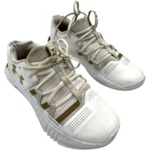 Under Armour women&#39;s Block City 2.0 White/Metallic Gold Volleyball Shoes... - $464.54 MXN