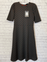 Who What Wear Womens XS Dress Black Polka Dot Knee Length Jacquard Stret... - $24.74