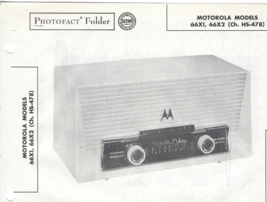1956 Motorola 66X1 Tube Am Radio Receiver Photofact Manual 66X2 HS-478 Vintage - £7.90 GBP