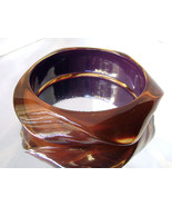Vintage Clear Lucite Ice Tea Bracelet Wavy Free Form Over Dyed Wide Chun... - £23.32 GBP