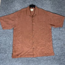 Joseph &amp; Feiss Shirt Mens 2XLT Brown Floral Silk Short Sleeve Button Up ... - $17.43