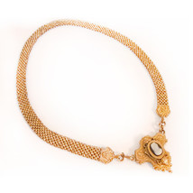 Antique Victorian necklace 1880&#39;s rolled gold Cameo mesh choker - £522.77 GBP