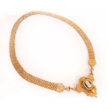 Antique Victorian necklace 1880&#39;s rolled gold Cameo mesh choker - $650.00