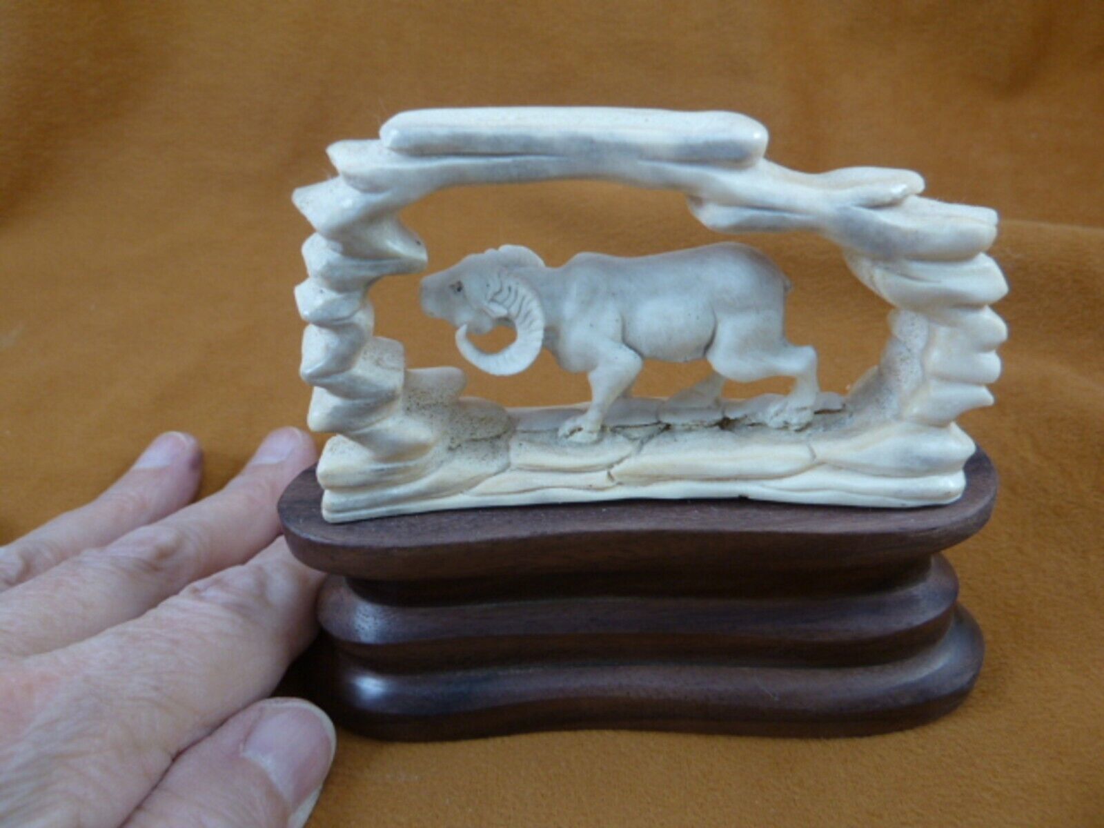 (Ram-13) Ram Mountain goat cave of shed ANTLER figurine Bali detailed lo... - $89.75