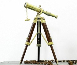 Marine Nautical Telescope Brass Wooden Tripod Floor Royal Decorative Telescope - £51.65 GBP