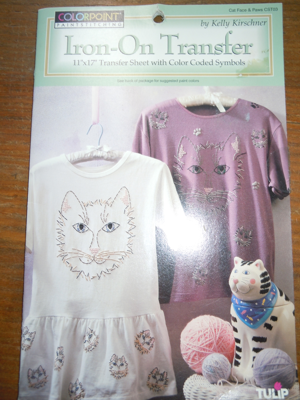 Colorpoint Cat Face & Paws Iron On Transfer by Kelly Kirshner New in Package - $4.99