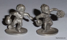 Lot of 2 Vintage 1979 Spoontiques Pewter Figurines Boy Bowling K38 Cheerleader - £21.51 GBP