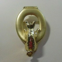 Signed AJC Gold-tone Kitten on Toilet Seat BROOCH - $272.13 MXN