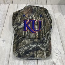 Kansas University Jayhawks Hat Embroidered Logo Camo Cap Fitted M/L  KU - £19.07 GBP