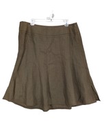 Vtg Talbots Brown Irish Linen A-Line Midi Skirt, Sz 12 Petite Academia C... - $41.03 CAD
