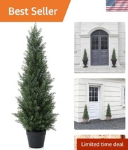 3FT Artificial Cedar Topiary Tree in 6-Inch Pot for Effortless Home Aest... - $73.49