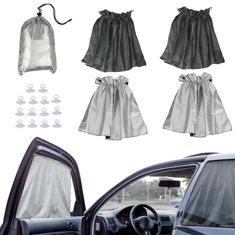 Indows side window car sun shades with storage pouch foldable reflective automotive sun thumb200