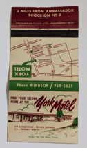 YORK MOTEL WINDSOR ONTARIO CANADA VINTAGE HOTEL ADVERTISING MATCHBOOK RETRO - $21.93 CAD