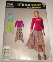 SIMPLICITY PATTERN A1642-LADIES TOP-SKIRT w/HIGH-LOW HEMLINE  10-18 Uncut - £7.72 GBP