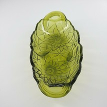 Avacado Green Banana Split Glass Dish Sunflower Pattern Celery - $9.95