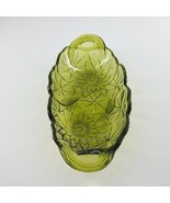 Avacado Green Banana Split Glass Dish Sunflower Pattern Celery - $9.95
