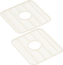Sink Protector Mat 2 Pack 12x11 Center Drain Cutout Raised Feet Off White - $14.84