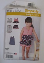 Simplicity 1118A Sizes 1/2-4 Easy Toddler Dress, Top &amp; Cropped Pants &amp;Shorts CUT - £4.70 GBP