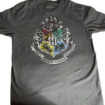 Universal Studios Harry Potter Hogwarts Seal Mens L Gray Short Sleeve T Shirt - £11.62 GBP